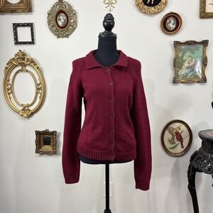Y2K Vintage Abercrombie & Fitch Burgundy Knit Button-Up Cardigan